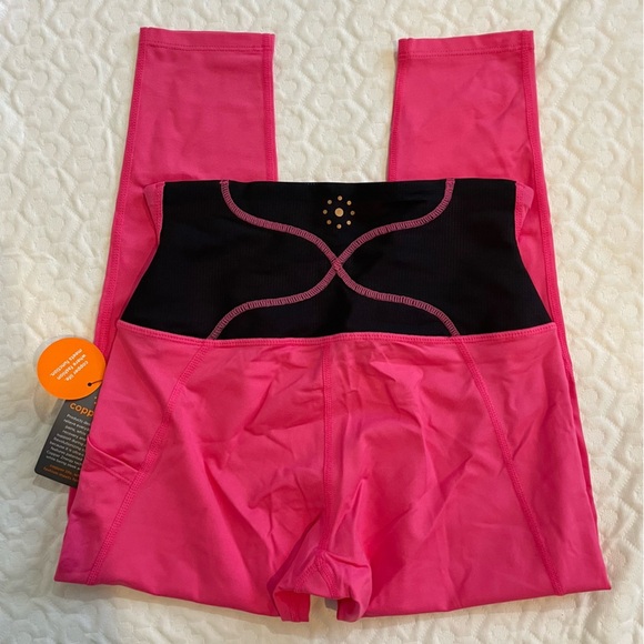 Copper Life Small Leggings Women's Back Support Neon Pink Copper Zinc Infused - Picture 6 of 12